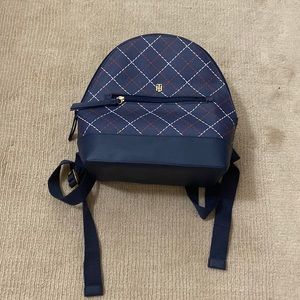 Tommy Hilfiger Backpack Blue, Red and White USA Theme, with Gold pieces, Leather